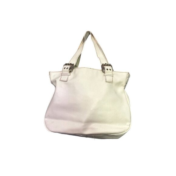 White Shoulder Bag Multiple Compartments Silver Hardware Adjustable Straps NWOT - Picture 2 of 10